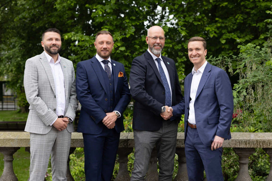 Left to right Doug Gibb Jordan Ferguson and Ryan Milne Global Modular and Gordon Farmer Global 2